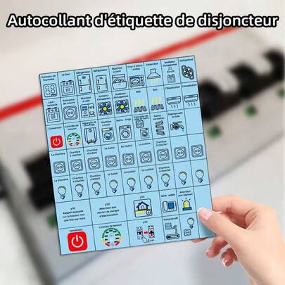 57 peças/Conjunto de Etiquetas Adesivas de Índice de Disjuntor, Etiquetas Adesivas Lembrete de Identificação do Painel Elétrico, Etiquetas Adesivas de Rotulagem Conveniente, Rótulos em Texto Francês
