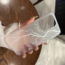 1个极简白色闪电图案磨砂软TPU手机壳，兼容苹果17/16/15/14/13/12/11 Plus/Pro Max系列，个性化ins风保护套，时尚极简全包防震可爱设计，美观大方，生日/节日礼物 - 多色2 - 查看 6