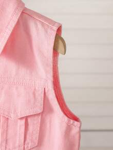 1件少女休闲街头风粉色可爱活泼牛仔背心外套，百搭新品 - 粉色 - 查看 7