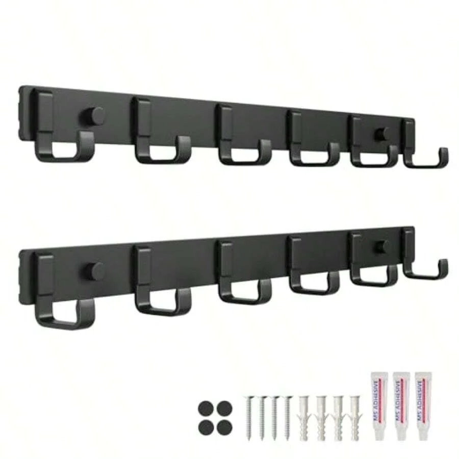 6-Inc Mount Coat Rack Wit 6 Ooks Compact Ooks Anging Coa A Jacket Bags And Purses In Entryway Or Closet Install Wit Strong Glue Or Screws 2-Pack - Black 2 Pack - View 1