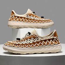 一双手工男士休闲鞋，时尚独特 - 棕色 - 查看 3