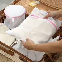 1/3/4 Pcs Zipper Mesh Laundry Bag, Honeycomb Washing Bag, Suitable For Clothes, Shirts, Bras, Socks, Underwear, Travel Storage Bag, Spring, Minimalism, Summer Tops, Improved Foldable Wire Storage Basket, Foldable Window Sill Storage Rack, Large Capacity Storage Box, Lingerie Washing Bag, Bedroom Laundry Essentials, Back To School Supplies, College Dorm Must-Haves, Laundry Bag, Travel Essentials, Travel Dirty Clothes Bag - Pink - View 11