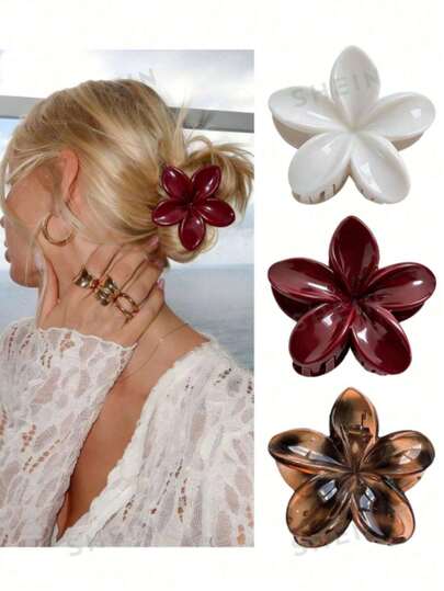 3 adet/1 adet 7,5 cm/2,95 inç Hibiskus Çiçeği Şeklinde Saç Tokası, Bordo, Kaplumbağa Kabuğu Desenli, Beyaz, Hafif Plastik, Günlük Kullanım, Gündelik, Parti, İşe Gidip Gelme, Plaj, Tatil, At Kuyruğu, Topuz, Yüz Yıkama, Makyaj, Kıyafet Aksesuarı Yaz Saç Aksesuarları Tatil Saç Tokası Yaz Plaj Saç Tokası
