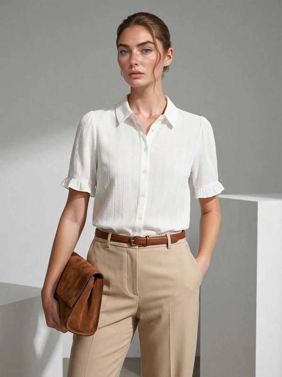 Naf Naf Short-Sleeved Shirt - White Chemises White Fabric - 白色 - 查看 1