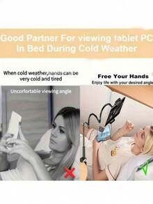 1pc 360° Rotating Phone Holder, Spiral Base Slouchy Bracket Phone Bed Headboard Slouchy Bracket - White - View 2