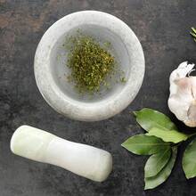 High-Quality Natural Marble Grinder, Manual Black And White Dual-Color Spice, Garlic, And Salt Grinding Bowl - Concrete Mortar Set - Multicolor - View 5