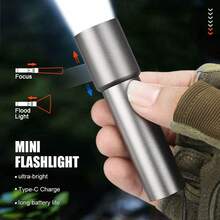 1PC Multifunction LED Flashlight, Long-Range Telescopic Zoom Flashlight, With USB Rechargeable Battery - Multicolor - View 1