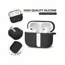 1pc Compatible With Apple Pro 2nd/1st Generation With Cleaner Kit, Soft Silicone Protective Case With Keychain - Black - View 2
