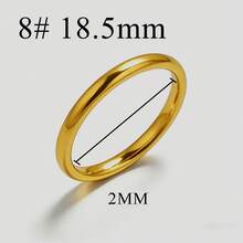 1枚素面不锈钢戒指，2毫米宽，不褪色，可水洗，经典情侣戒指，简约优雅男女通用戒指 - 金色 - 查看 14