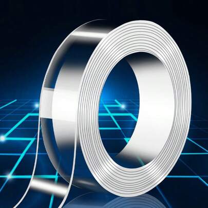 5m de largo, paquete individual, cinta adhesiva doble cara resistente sin residuos, aplicable a múltiples escenarios, recortable