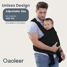 Oaoleer 1PC Stylish Black & Gold Baby Carrier Wrap: Comfortable, Soft & Supportive, Adjustable Ring Sling For Mom & Dad, Ideal For Baby Registry, Newborn To Toddler, Baby Shower - 彩色 - 查看 6