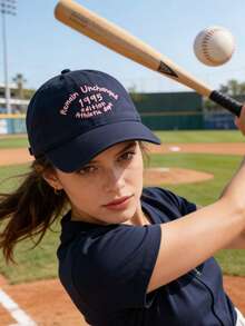 1pc Women's Solid Color Embroidered Letter Summer Baseball Cap - UV Protection, Quick Dry, Suitable For Cycling, Volleyball, Running - A - View 2