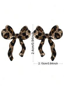 1 Pair Women Retro Creative Knotted Bow Earrings Party Vacation Casual Versatile Fashion Jewelry Gift For Girls Ladies KYBC - 豹紋 - 查看 5