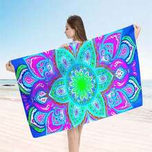 2pcs Extra Large Towel Beach Blanket, Suitable For Swimming And Pool Use. Holiday Essential, Featuring Purple Mandala Design. - A - View 3