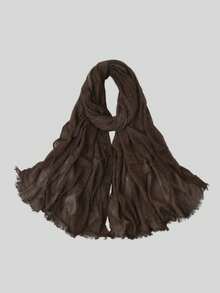 1pc Soft Textured Hijab Scarf With Natural Crinkle Effect, Breathable And Comfortable Muslim Headscarf - Multicolor - View 3