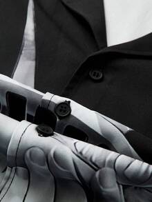 Modcrash Men's Summer Short Sleeve Polo Shirt, Goddess Print Fashion Casual Shirt Spring To Summer - Black - View 6