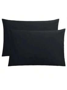 MADE IN TURKEY Bộ 2 vỏ gối cotton pha trơn - 50x70 Cm - 70% cotton - Mềm mại và bền - màu đen - Xem 3
