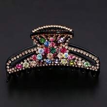 Plastic Hair Claws With Large Rhinestones For Twisting Hair, Sectioning Hair, And Making Hairstyles Party Claw Clips Hair Clips Hair Jaw Clip Hair Clamps Hair Clutch Hair Catcher Clip, Casual Fall Winter Hair Accessories For Women For Vacation Outfits Woman - Multicolor - View 4
