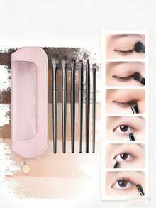 1/7件套便携式旅行化妆包，带透明窗口和拉链的化妆刷收纳袋，适合存放化妆品和护肤品，也适合健身和商务旅行，仿皮材质。 - 彩色 - 查看 5