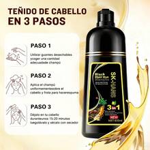 Shampoo tinte de jengibre color negro botella de 500ml, champú tinte negro 3 en 1 para teñir el cabello, cobertura de canas - Negro - Ver 7