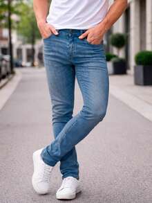 Shendy Vendy Men's Slim Fit Jeans, Slim Fit Style For Men - Navy Blue - View 2