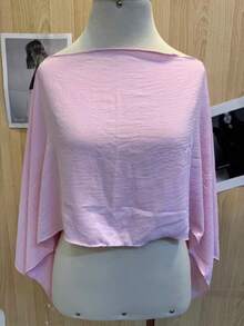 Women's Cropped Cape Blouse, Boho Chic Style, Multi-Way, Summer 2025 - 淺粉色 - 查看 2