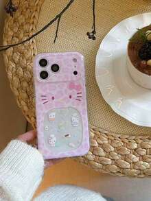 1pc New Sanrio Stylish Leopard Print Big Mouth Kitty Phone Case, Shock-Resistant, Suitable For IPhone 15 Pro Max, 16, 16 Pro, 16 Pro Max, 17, 17 Pro, 17 Pro Max, Unisex, Couples, Birthday, Valentine's Day, Exquisite Gift - Multicolor - View 2