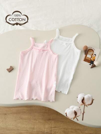 Young Girl Casual Solid Color Camisole, Summer