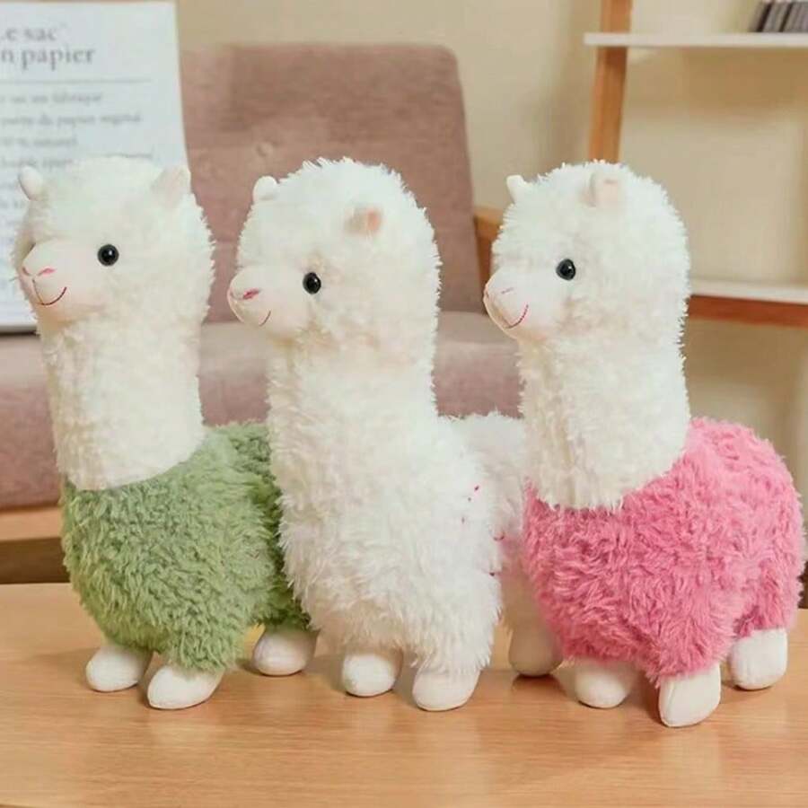 1pc Cute Alpaca Plush Doll, 8 Inch Realistic Stuffed Animal Doll, Gift For Kids, Home Decor, Sleeping Pillow, Desktop Ornament, Holiday Gift - 彩色 - 查看 1