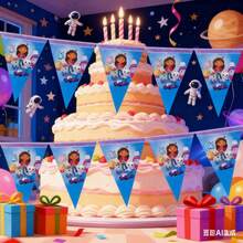 1set/10pcs Gabi's Dollhouse Triangle Flag Birthday Party Theme Decoration Cartoon Party Scene Decoration Props - Multicolor - View 6