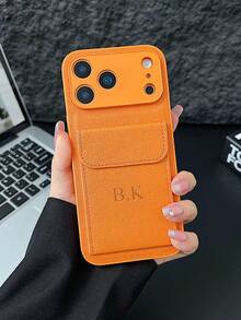 Ốp lưng điện thoại bằng da cao cấp cá nhân hóa, in chữ nổi họa tiết vải thiều, có ngăn đựng thẻ, tương thích với Apple 17 16 15 14 13 12 11 Pro Max 14 15 16 Plus 17 Air, in chữ nổi toàn diện, phụ kiện điện thoại thời trang, quà tặng DIY - Màu nâu Sô-cô-la - Xem 7