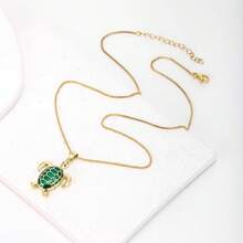 1件18K镀金铜海龟吊坠项链，奢华简约珠宝，女士礼物 - 吊墜項鍊 - 查看 4