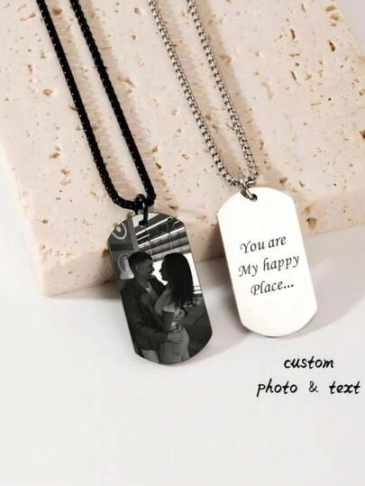 Custom Picture Necklace, Stainless Steel Necklace With Photo, Anniversary Gift For Him, Necklace For Men, Personalized Gift, Husband Gift