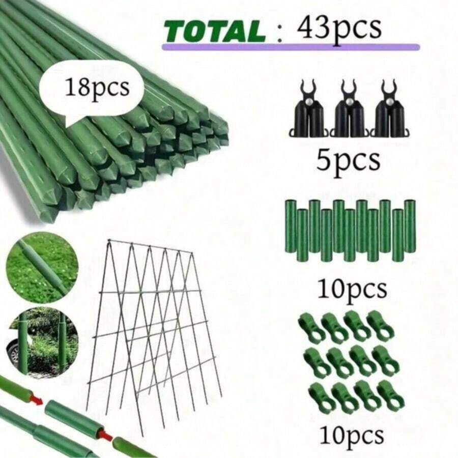 43pcs Durable Gardening Support Set, Multi-Functional Gardening Support Pole Set, Plant Climbing Pole For Fruits And Vegetables, Freely Combinable And Assembled - 43-piece Durable Garden Support Set - View 1