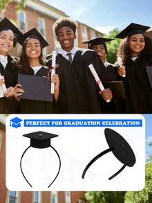 2个毕业帽发箍插片，结实防滑发带，可固定发型，适用于毕业帽、派对装饰、毕业典礼头带，可固定帽子和发型，毕业礼物帽子配件，学生和女生适用（不含帽子） - 學士帽固定髮夾 - 查看 3