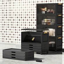 Collapsible Stackable Storage Bins Stackable Storage Containers Aesthetic Home Decor Multi Scene Space Saving Organization Solution Toy Storage Bins For Closet Kitchen Bathroom Office Dorm Garage Travel Foldable Storage System With Lids Versatile Storage Container For Clothes Shoes Books Makeup Office Supplies Room Decoration Essentials - 黑色 - 查看 1