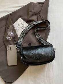 Women's Fashion Minimalist Versatile PU Leather Crossbody Bag, Distinctive Strap Design, Zipper Closure, Suitable For Commuting And Casual Use - Black - View 6