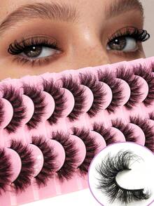 New 3D Faux Mink Hai RFalse Eyelashes 10 Pairs Natural Messy Eyelash Crisscross Wispy Fluffy Lashes Extension Eye Makeup Tools - Black - View 1