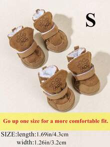 4pcs/Set Thick Faux Fur Pet Snow Boots, Suitable For Small-Medium Pets Indoor & Outdoor Wear, Fashionable & Warm - Multicolor - View 19