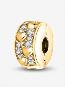 2pcs/Set Fashionable Six Gemstone Cat Heart Pendant, Suitable For Women Bracelet, Bangle DIY Jewelry Making And Daily Outfit Matching - Gold - View 16