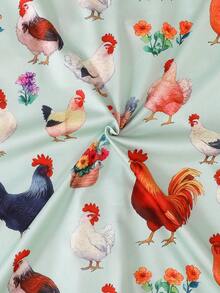 Bộ đồ ngủ mùa hè 2 món thoáng khí tay ngắn, áo tay ngắn cài cúc cổ bẻ và quần đùi cạp chun dành cho nữ, họa tiết gà hoạt hình, dáng rộng thoải mái, phù hợp cho mọi mùa, đồ mặc nhà. - màu xanh lá - Xem 9