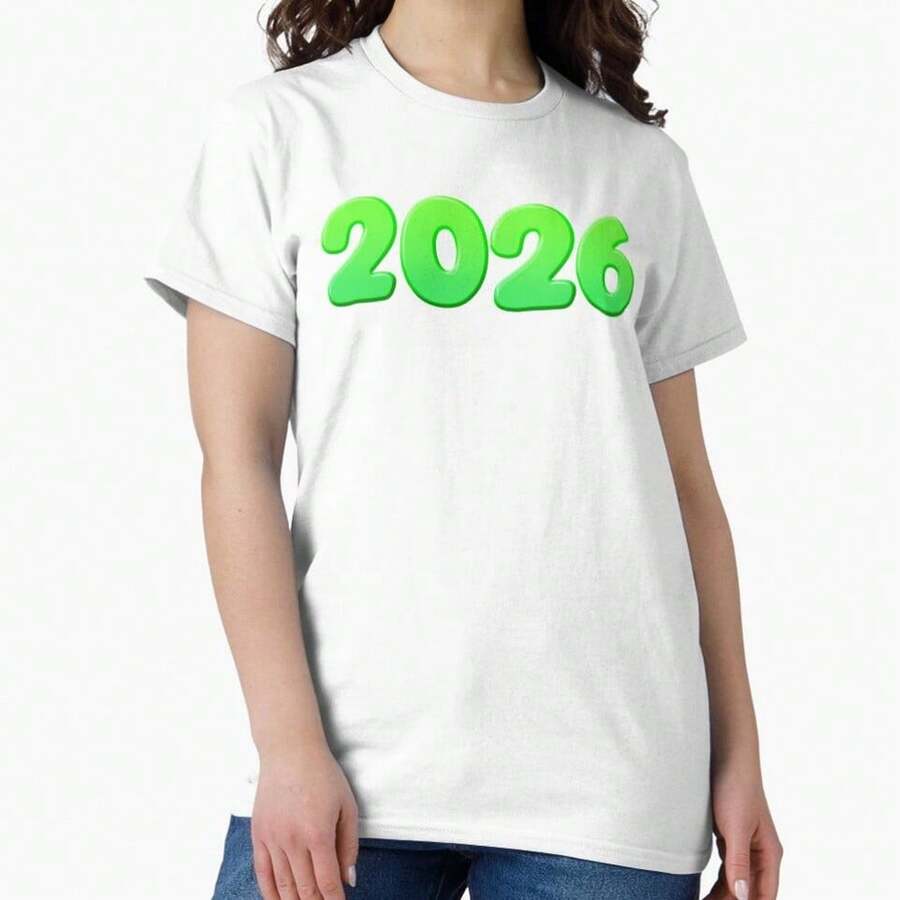 2026, Green Classic T-Shirt - White - View 1