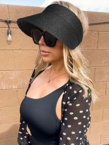 1顶女士时尚草帽，大帽檐防晒帽，适合夏季度假 - A - 查看 8