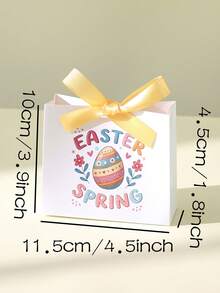 6个复活节纸质礼盒，带丝带，复活节兔子和彩蛋图案，可作礼品包装盒、糖果盒、零食盒、复活节礼品包装用品、复活节派对装饰、春季节日装饰、复活节装饰品、家居桌面装饰、复活节派对回礼、复活节派对糖果袋、复活节礼物 - 6款彩蛋盒 - 查看 10