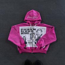 American Niche Design Sense Hoodie Personality  Hip Hop Style Loose Men And Women The Same Harajuku Dark Sweater - Áo nỉ màu hồng - Xem 2