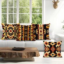 4pcs Bohemian Geometric Pattern Single-Sided Printed Throw Pillow Covers, Decorative Pillow Cases Suitable For Living Room Sofa Bedroom, Pillow Inserts Not Included - Multicolor - View 9