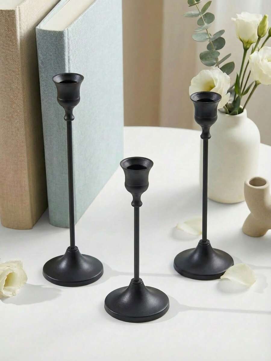 Ramadan Moon/Star Candle Holders, Black Metal Cone Candle Holder Set, Decorative Candle Holders For Dining Table, Home Decor, Room Decor, Party And Holiday Decor With Stars, Moons, Lanterns - A Perfect Gift For Family And Friends
