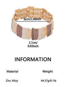 Cring Coco 1pc Fashionable Bohemian Khaki Elastic Geometric Bracelet, Suitable For Women's Daily Wear, Parties, Music Festivals, Carnival, Mother's Day Jewelry Accessory Gift - Geometry - View 4