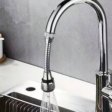 1pc 360° Rotating Faucet Extender, Swivel Water Tap Booster Anti-Splash Shower Head Extension Filter Aerator, Upgraded Kitchen Water Saving! - Silver - View 1