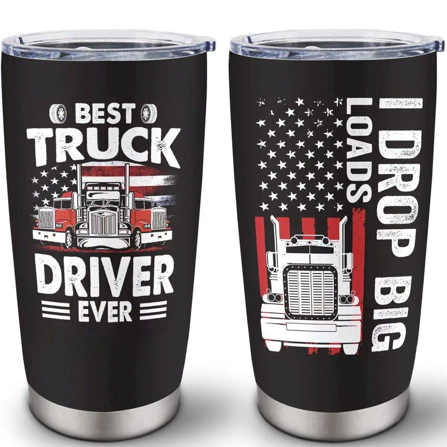 Trucker Tumbler 20oz Stainless Steel Insulated Coffee Travel Mug Cup - Father's Day Gift For Men, Dad, Truckers, Christmas, Birthday - 2 - 查看 1